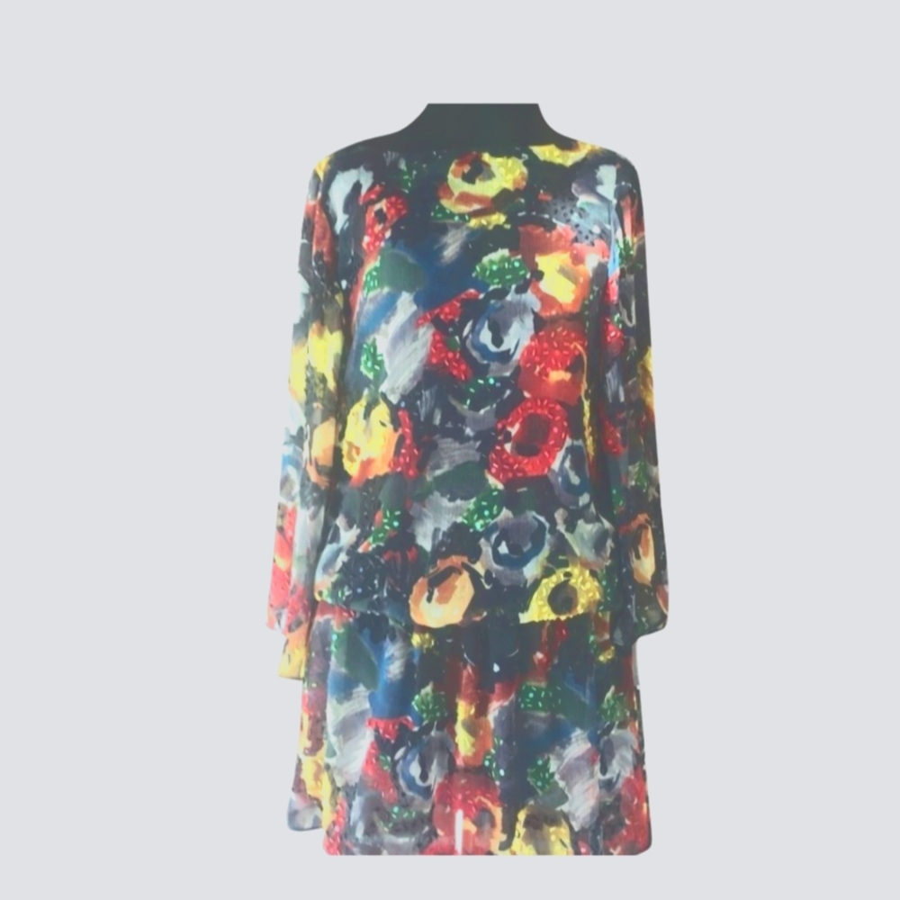 Alice & Olivia beaded silk-like floral dress